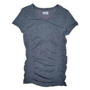 Athleta Women's XS Organic Cotton & Spandex Ruched Gray Short-Sleeve Top